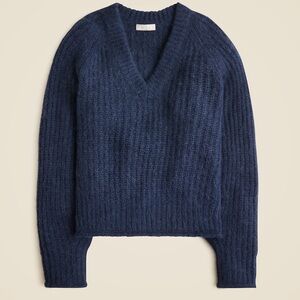 J. Crew Deep Blue V-Neck Wool Blend Sweater XL